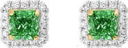 EFFY Two-Tone Diamond Halo Emerald Stud Earrings