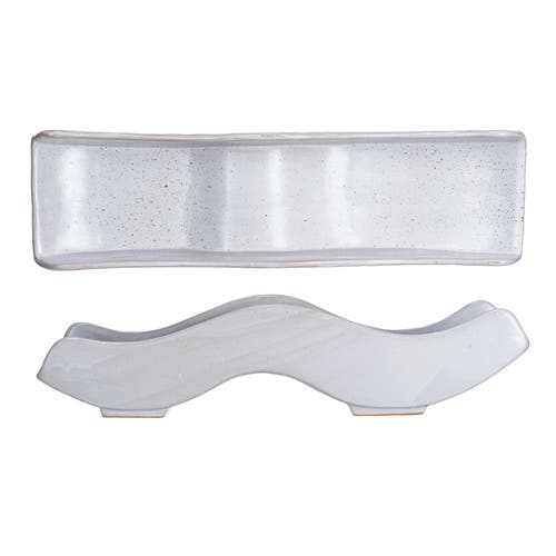 Storied Home Stoneware Wavy Tray With Reactive Glaze In Gray