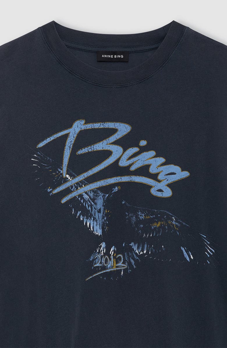 ANINE BING Kent Tee Eagle T-Shirt, Alternate, color, Washed Black