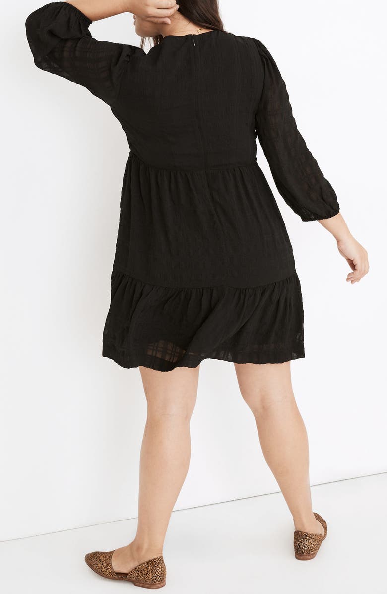Madewell Puff Sleeve Ruffle Hem Minidress, Alternate, color,