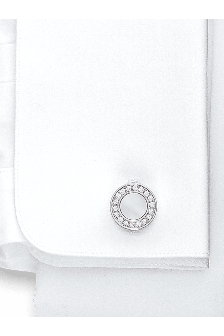 Mother Of Pearl & Crystal Cufflinks, Alternate, color, Silver