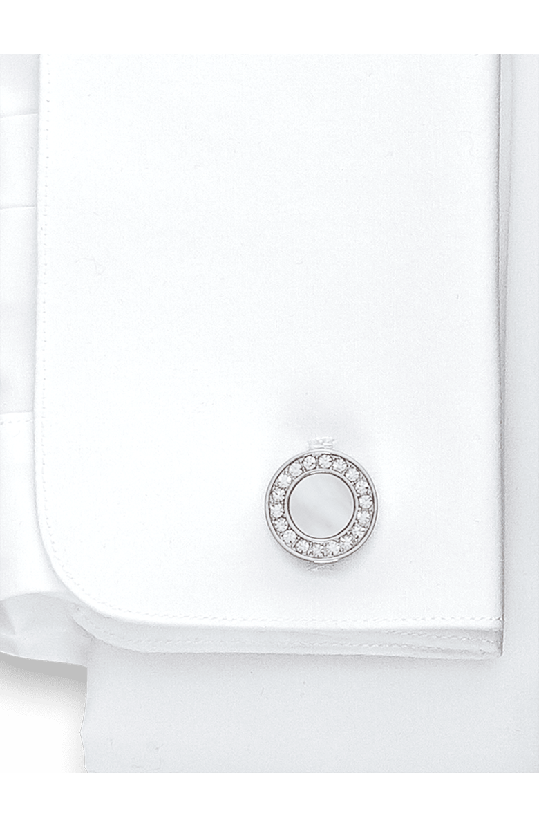 Paul Fredrick Mother Of Pearl & Crystal Cufflinks, Alternate, color, Silver