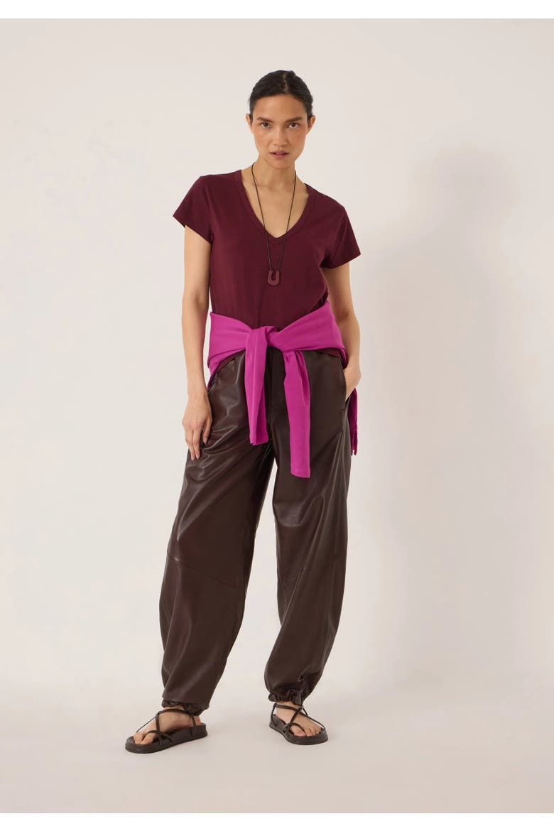 Slim Fit Slub Cotton V-Neck T-Shirt, Alternate, color, Wine Red