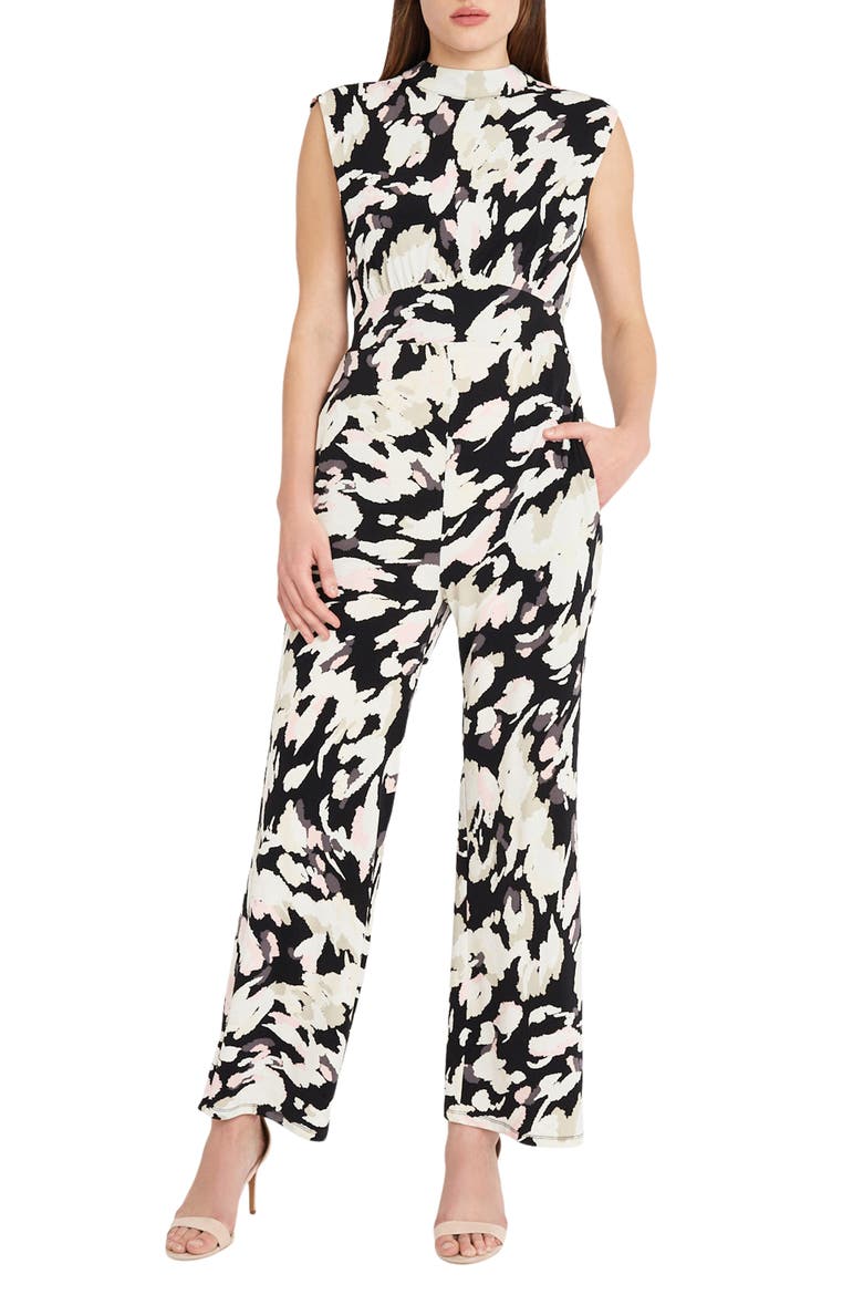 Mock Neck Sleeveless Jumpsuit, Main, color, BLK/MISTY