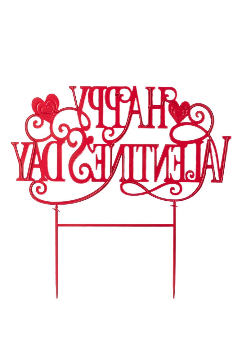 23.25"H Metal Happy Valentine's Day Yard Stake, Alternate, color, Red