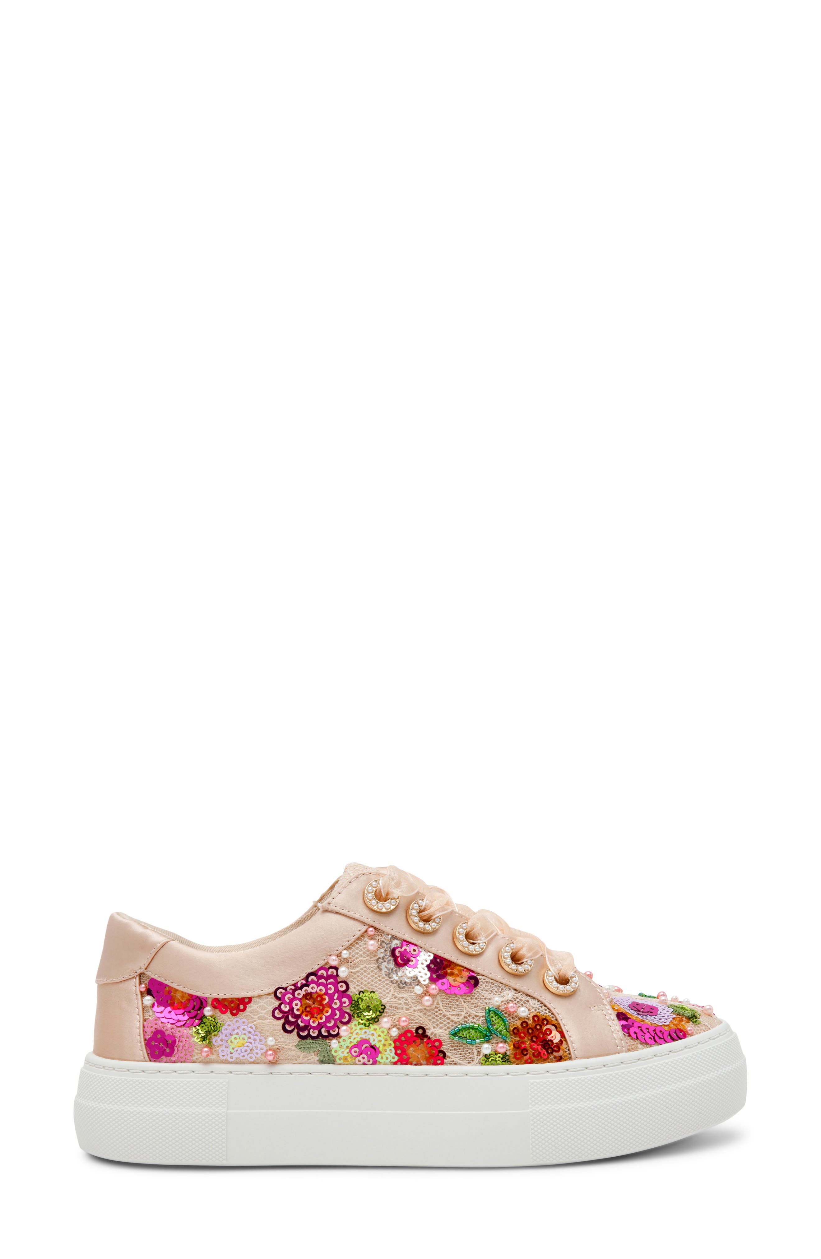 Bonny Sequin Platform Sneaker, Alternate, color, BEIGE FLORAL