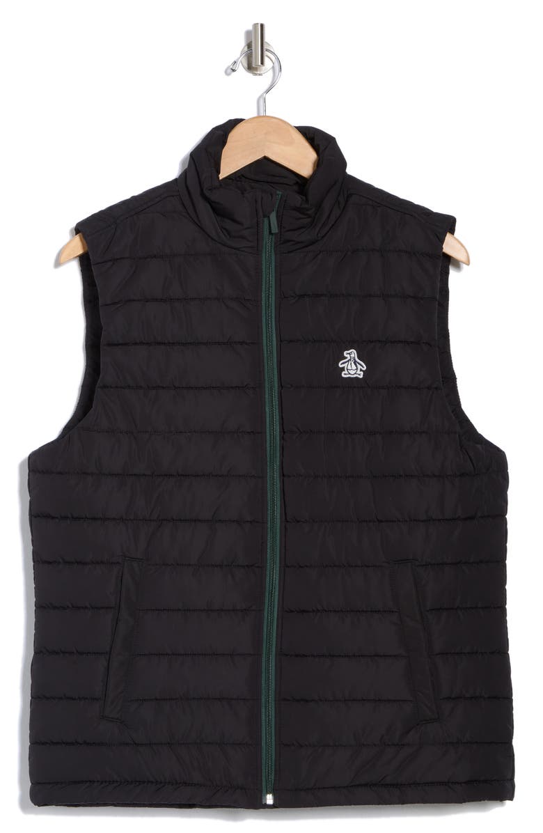Original Penguin Water Resistant Puffer Vest, Alternate, color, True Black