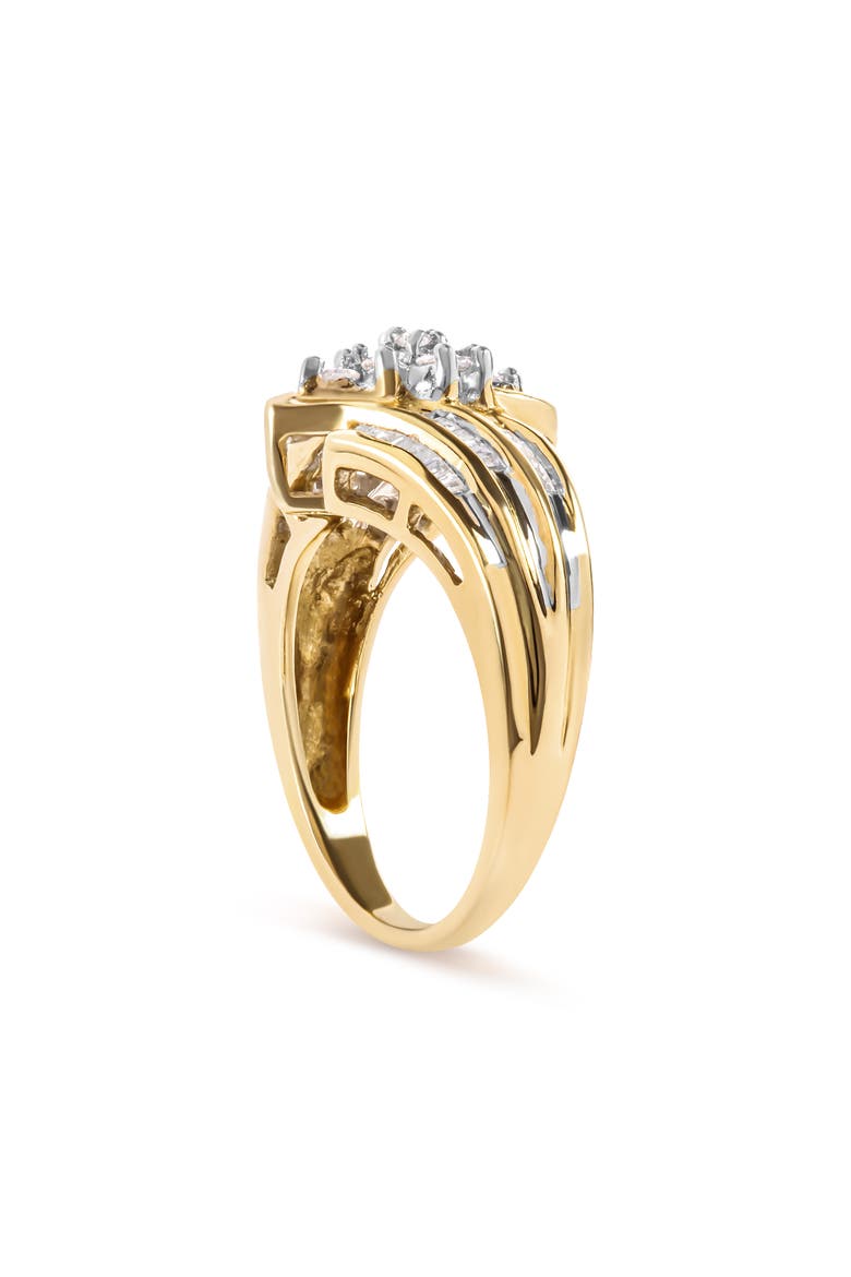 10K Yellow Gold 1/2Cttw Diamond Cluster Head & Shank Ring, Alternate, color, Yellow