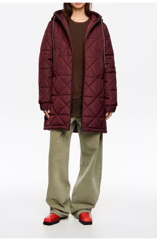 Bimba Y Lola Straight Hooded Puffer In Burgundy