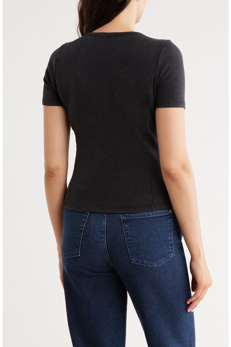 Short Sleeve Seamed Top, Alternate, color, BLACK