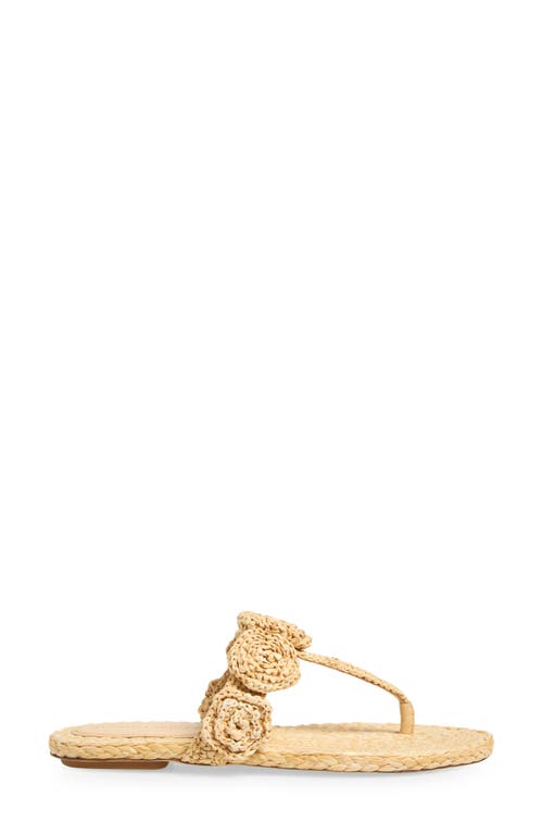 Stuart Weitzman Floral Braided Open Toe Flat Sandals In Natural