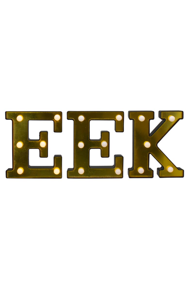 Northlight LED Lighted EEK Halloween Marquee Sign - 6.5" - Warm White Lights - Gold Finish, Main, color, 