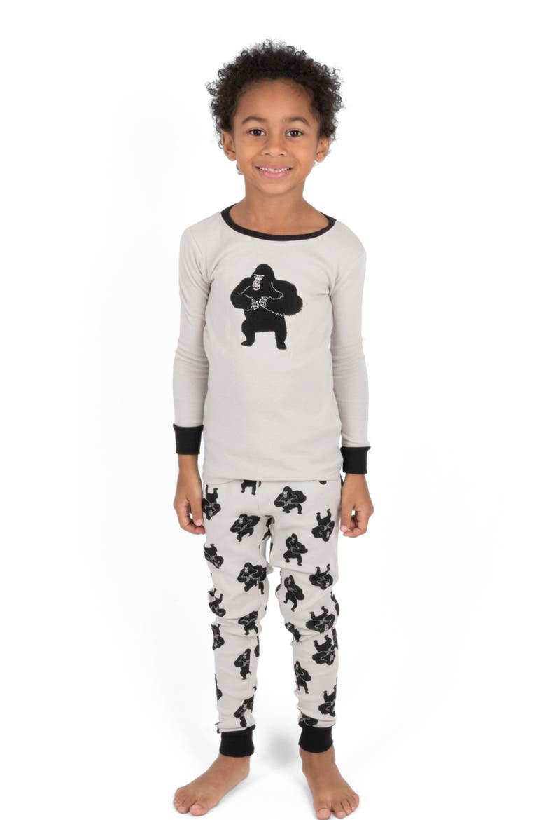 Cotton Two-Piece Printed Pajamas, Animals & Characters, Main, color, GREY