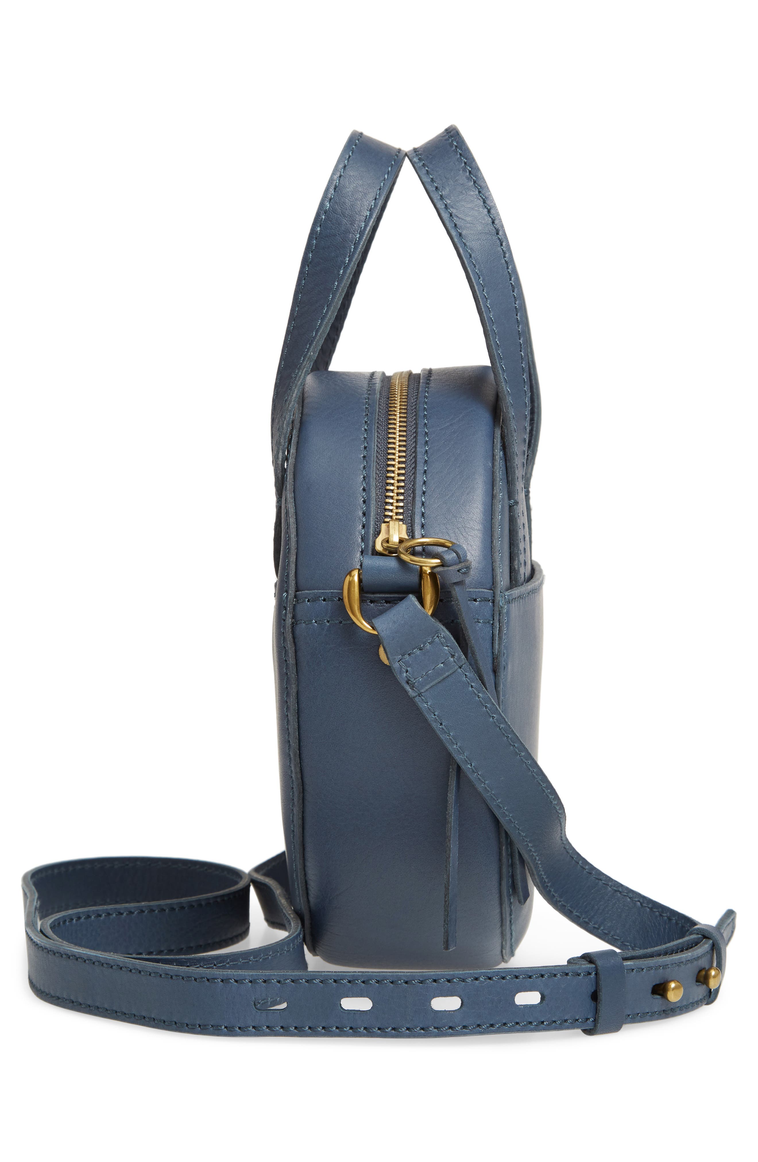 Juno Circle Leather Crossbody Bag, Alternate, color, BLUE HEMATITE