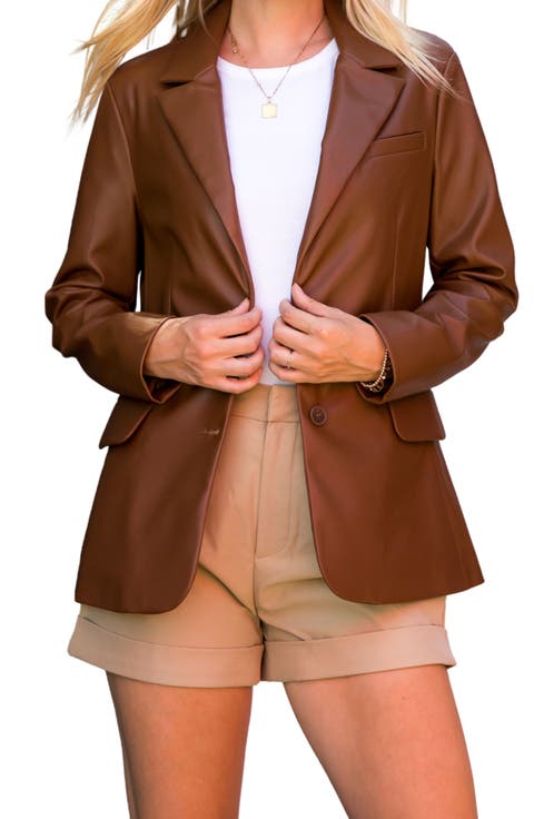 Faux Leather Blazer