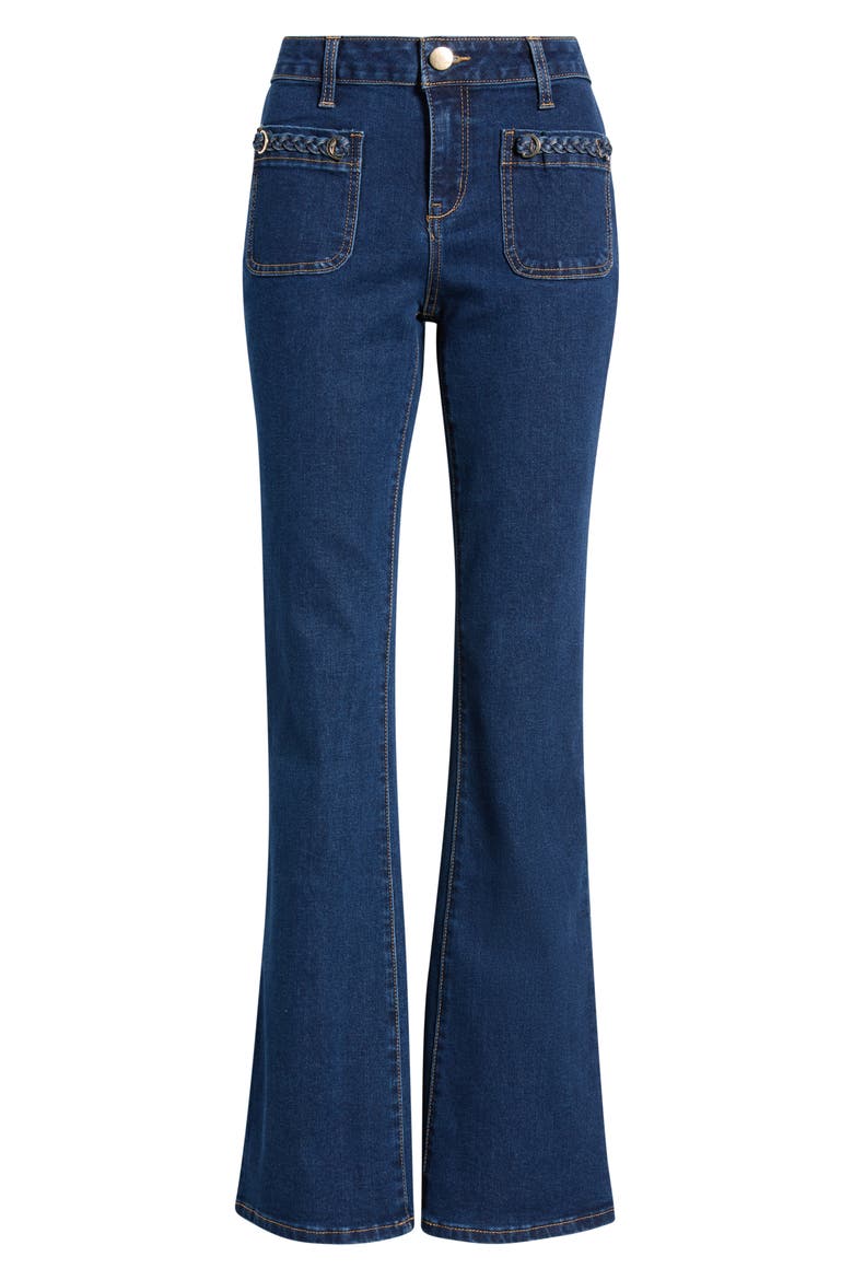 Braided Patch Pocket Bootcut Jeans, Alternate, color, ALANIS