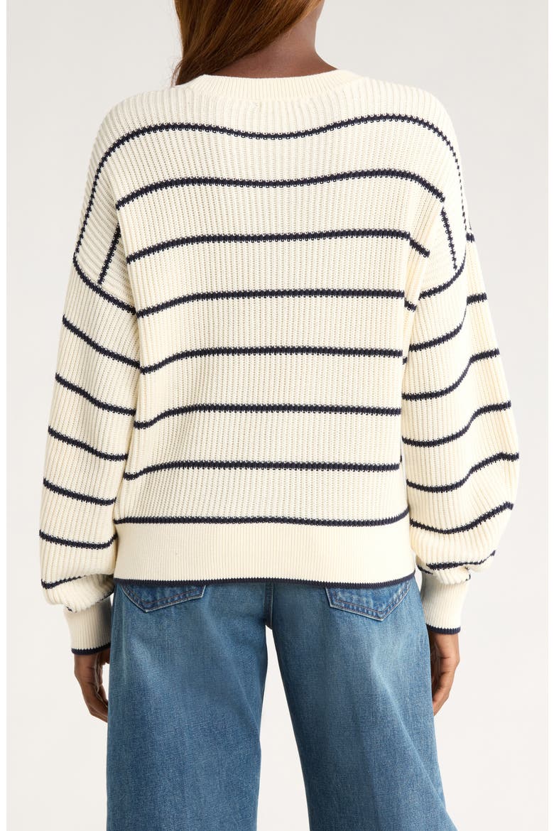 Rib Drop-Shoulder Crewneck Sweater, Alternate, color, NAVY STRIPE COMBO
