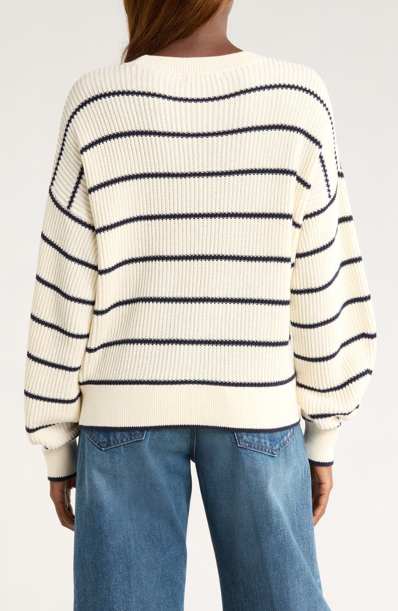 Madewell Mixed Knit Stripe Sweater, Alternate, color, Navy Stripe Combo