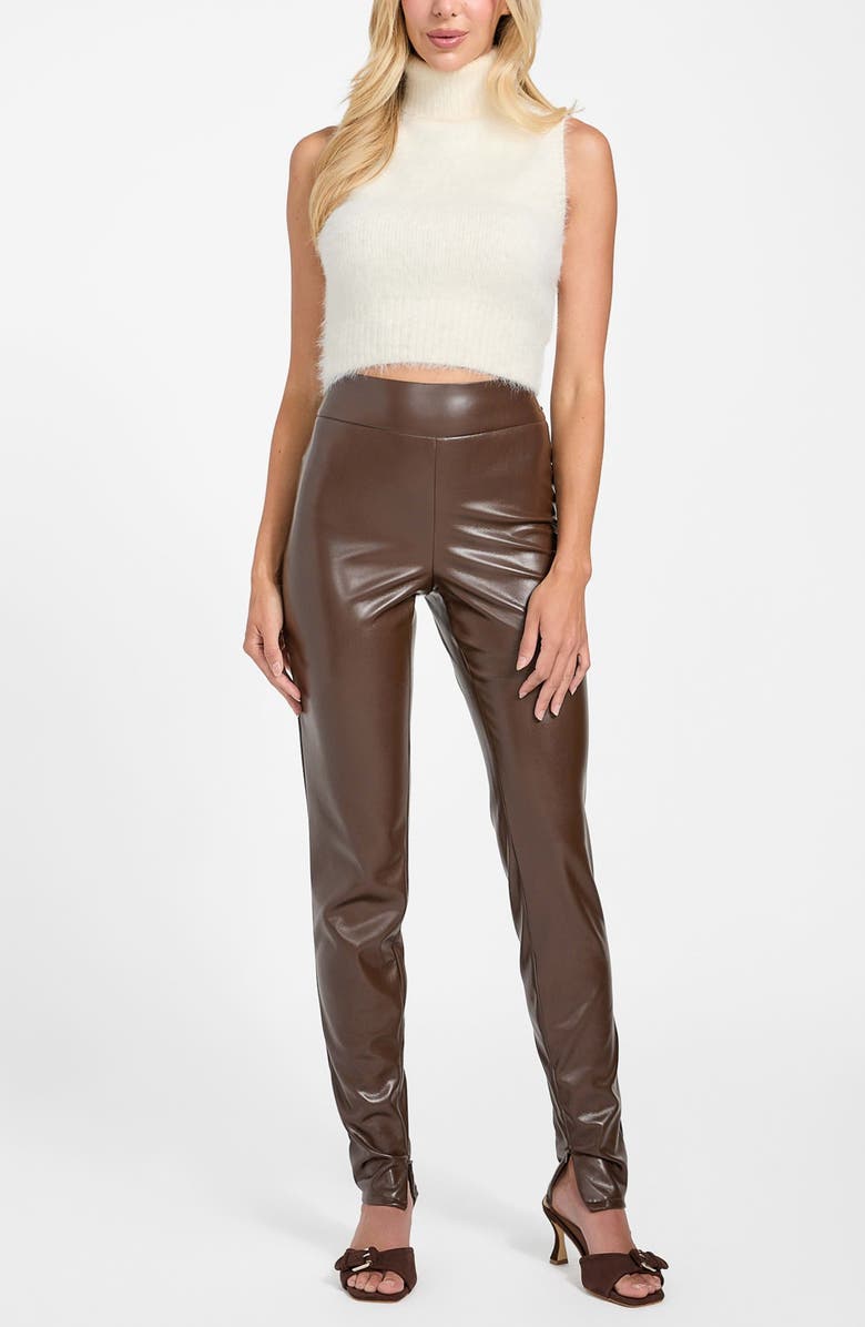 GUESS Prescilla Faux Leather Leggings, Alternate, color, Dark