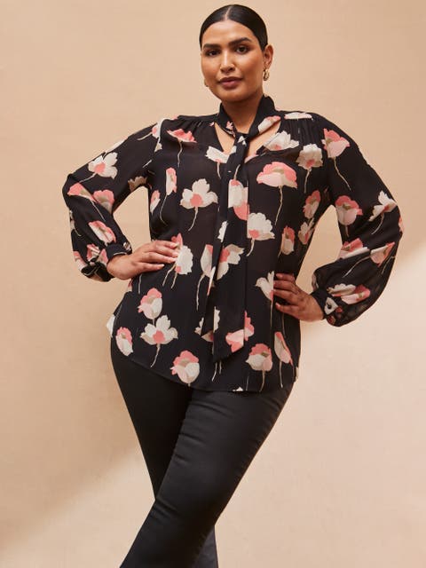 Floral Print High Neck Blouse