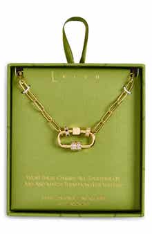 Leith Cubic Zirconia Rondelle Charm Carabiner Pendant Necklace