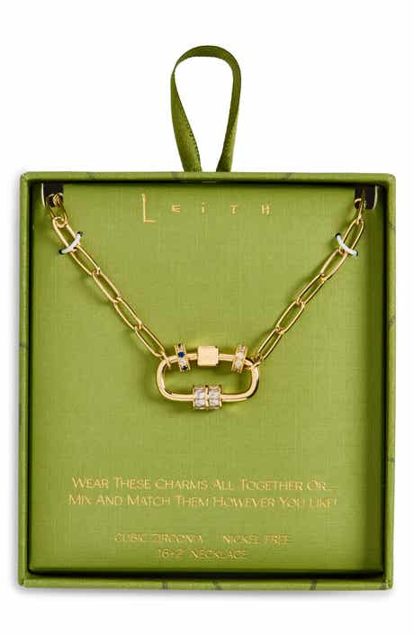 Leith Cubic Zirconia Rondelle Charm Carabiner Pendant Necklace