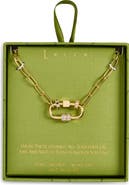 Leith Cubic Zirconia Rondelle Charm Carabiner Pendant Necklace