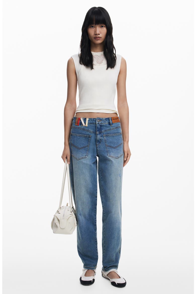 Barrel Leg Jeans, Alternate, color, MEDIUM BLUE