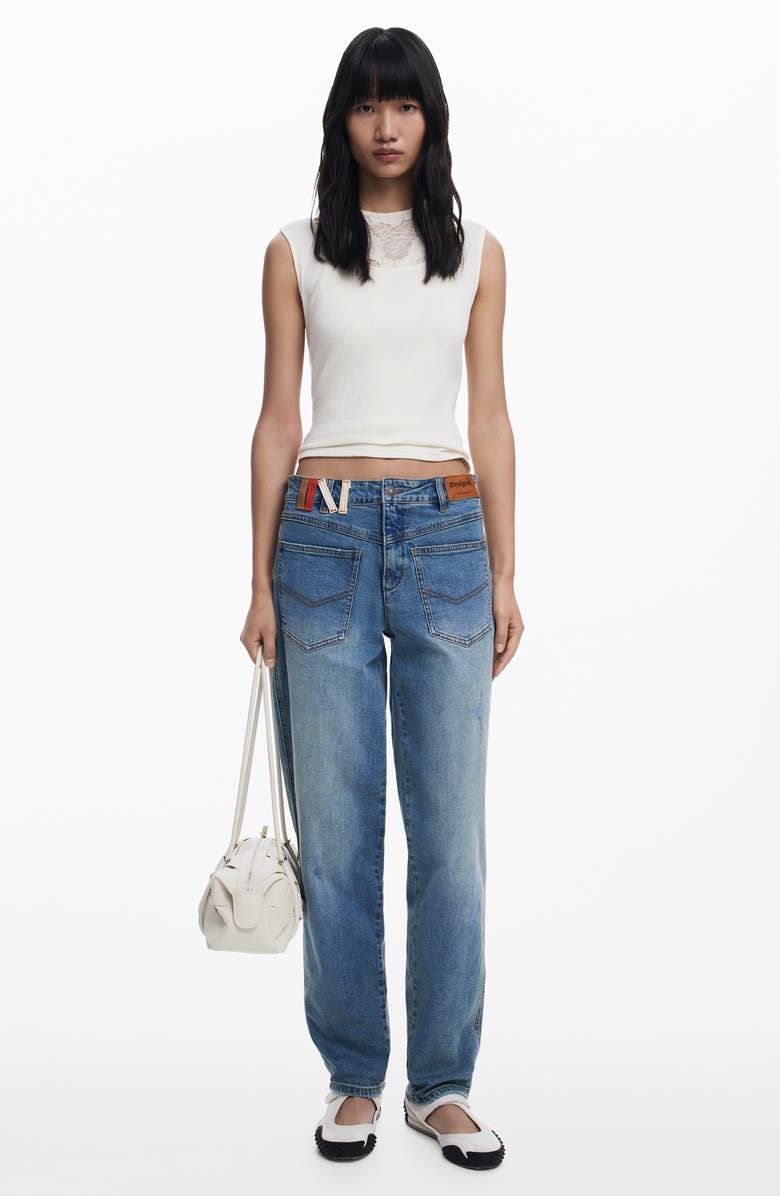 Desigual Barrel Leg Jeans, Alternate, color, Medium Blue