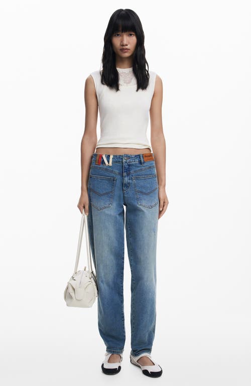 Desigual Barrel Leg Jeans In Blue