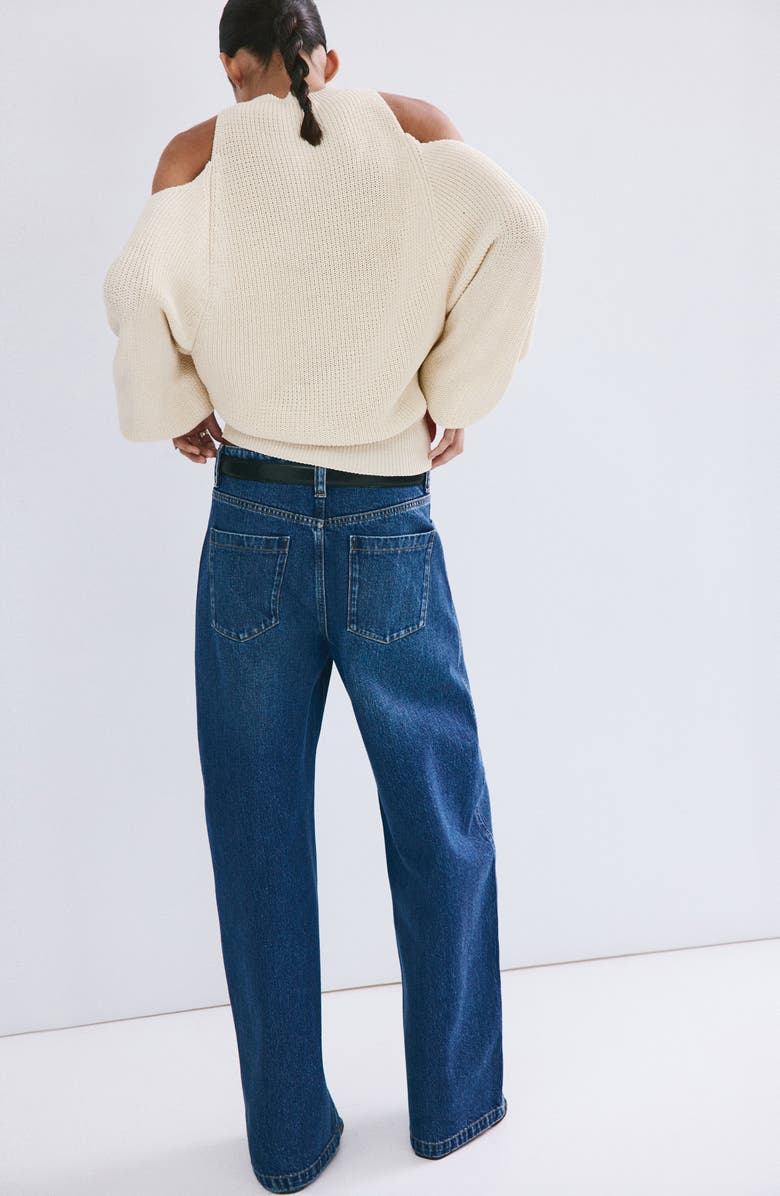 MANGO Cold Shoulder Sweater, Alternate, color, Ecru