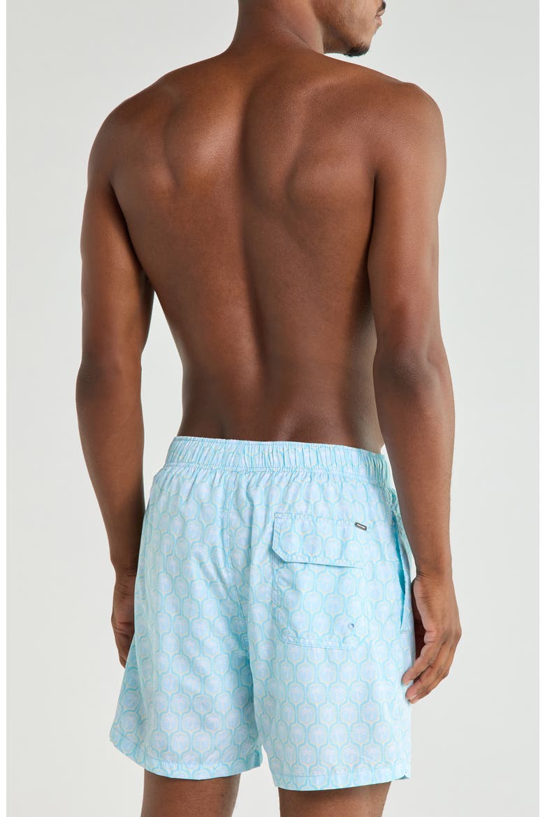 Ditzy Palm Volley Swim Trunks, Alternate, color, AQUA