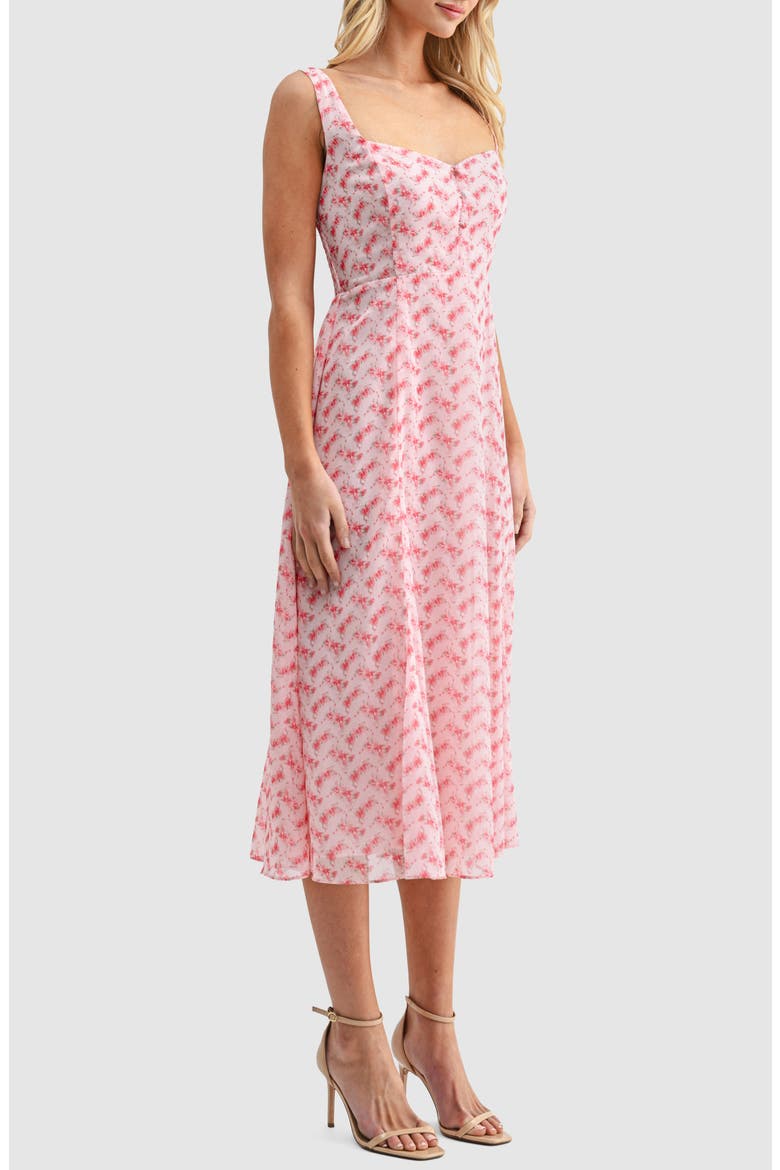 Fit and Flare Midi Dress, Alternate, color, PINK FLORAL