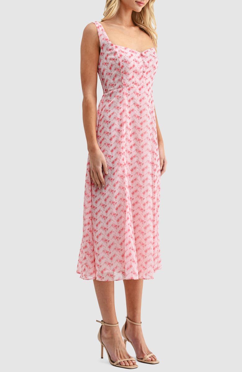Lush Fit and Flare Midi Dress, Alternate, color, Pink Floral