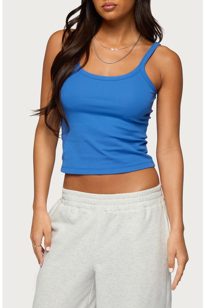 Basic Babe Stretch Cotton Crop Camisole, Main, color, BLUE