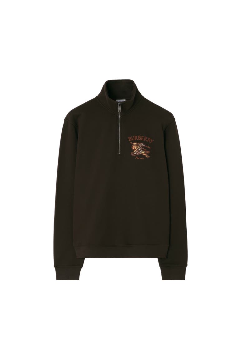 Knight Check Cotton Half-zip Sweatshirt, Alternate, color, Chocolate brown
