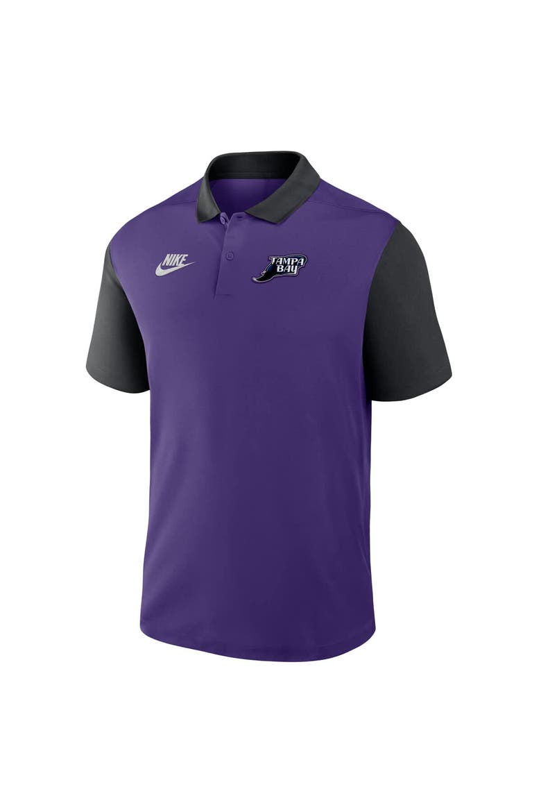 Men's Nike Purple/Black Tampa Bay Rays Cooperstown Collection Color-Block Victory Performance Polo, Alternate, color, Purple