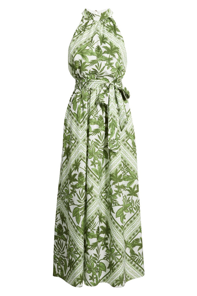 Sleeveless Tie Belt Maxi Dress, Alternate, color, GREEN MULTI