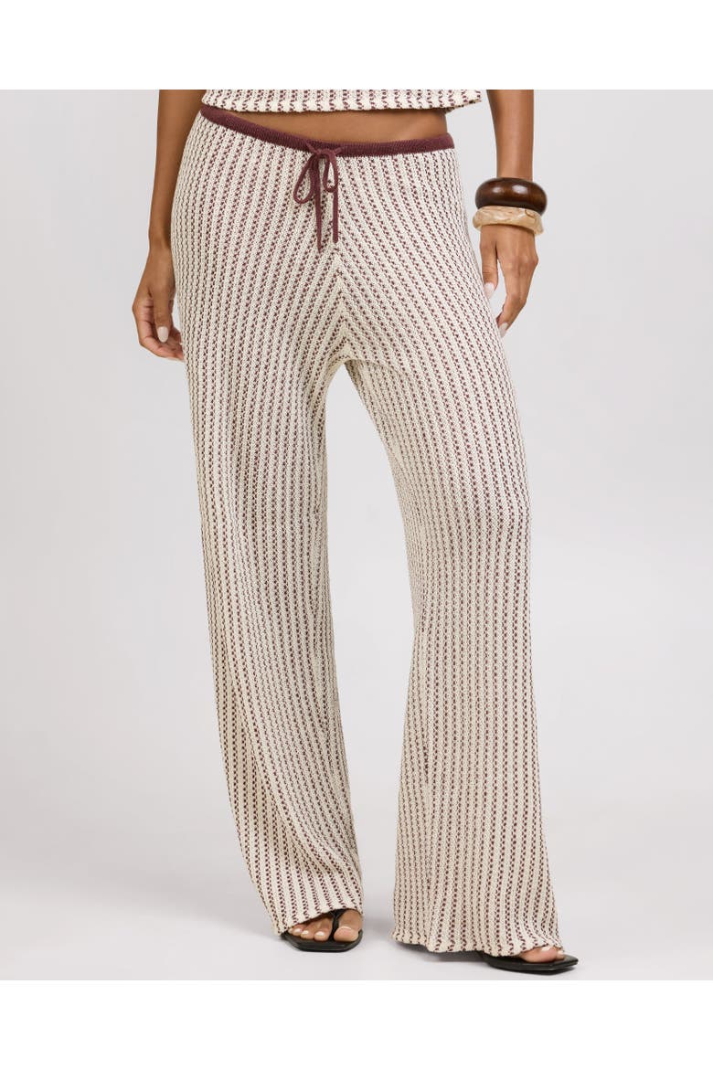 Crochet Knit Drawstring Pant, Alternate, color, Egret/Cacao