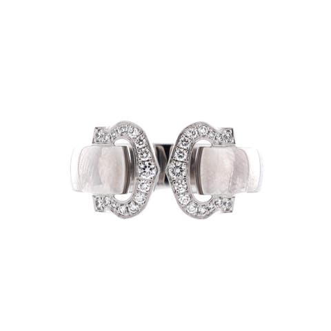Vintage C de Cartier Ring 18K White Gold with Diamonds