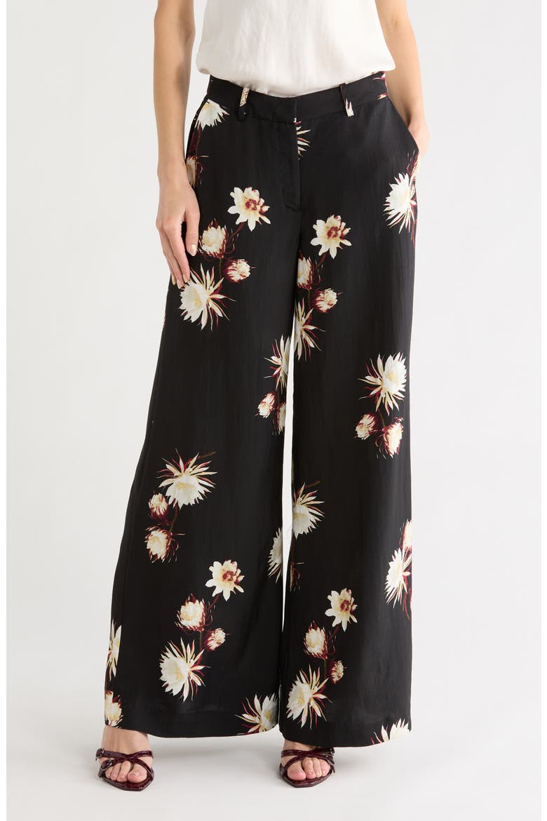 Printed Wide Leg Pants, Main, color, MIDNIGHT EPIPHYLLUM PRINT