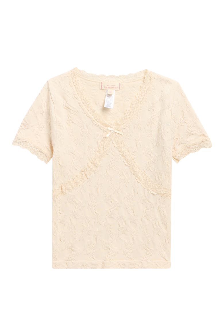 Kids' Seamless Lace Trim T-Shirt, Main, color, IVORY