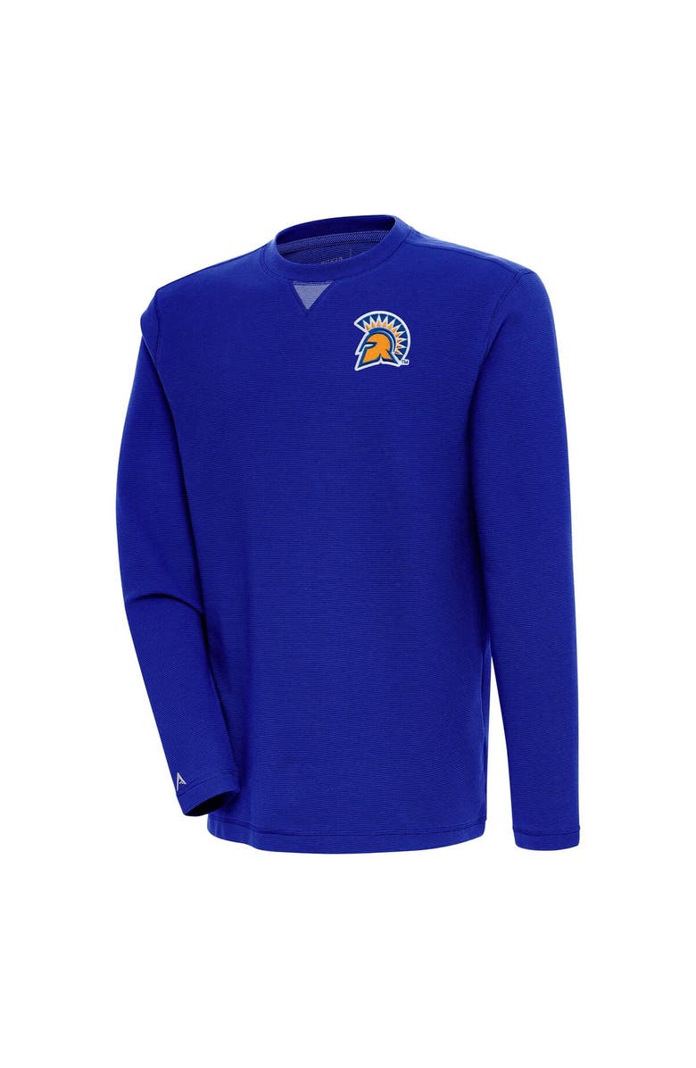ANTIGUA Men's Antigua Royal San Jose State Spartans Flier Bunker Pullover Sweatshirt, Main, color,