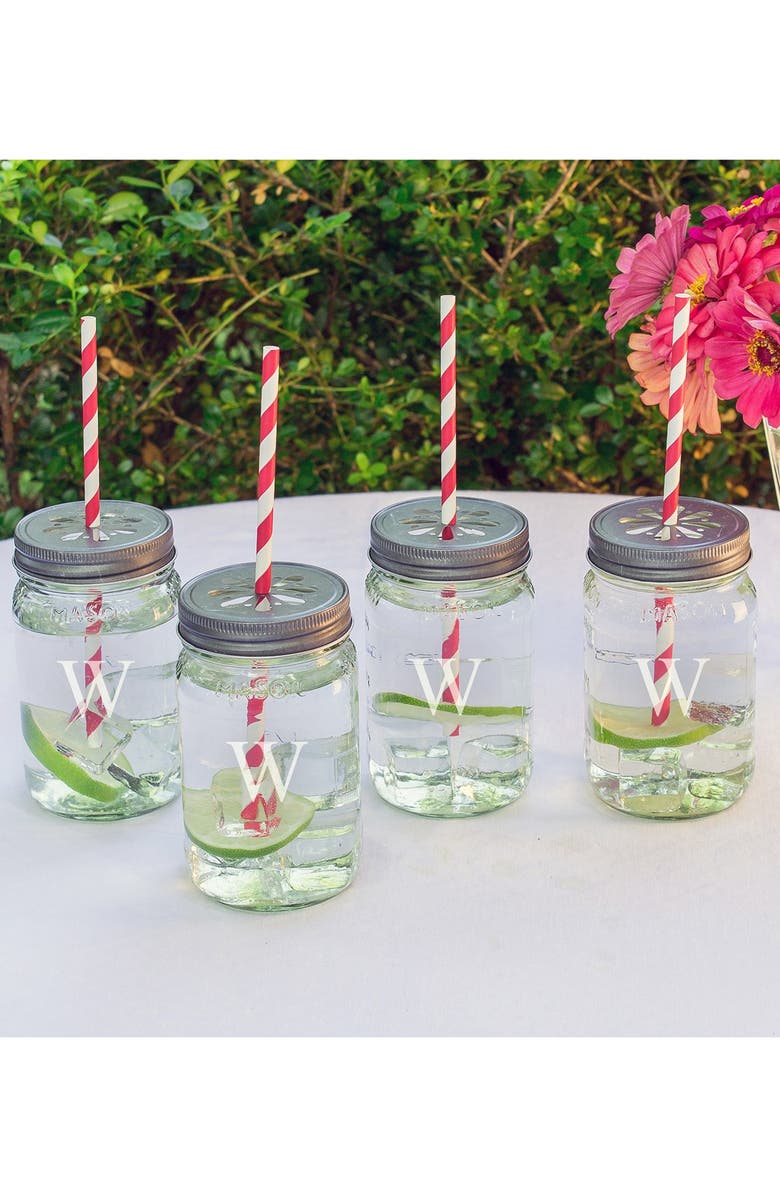 Cathy's Concepts Monogram Drinking Mason Jar Mugs, Alternate, color,