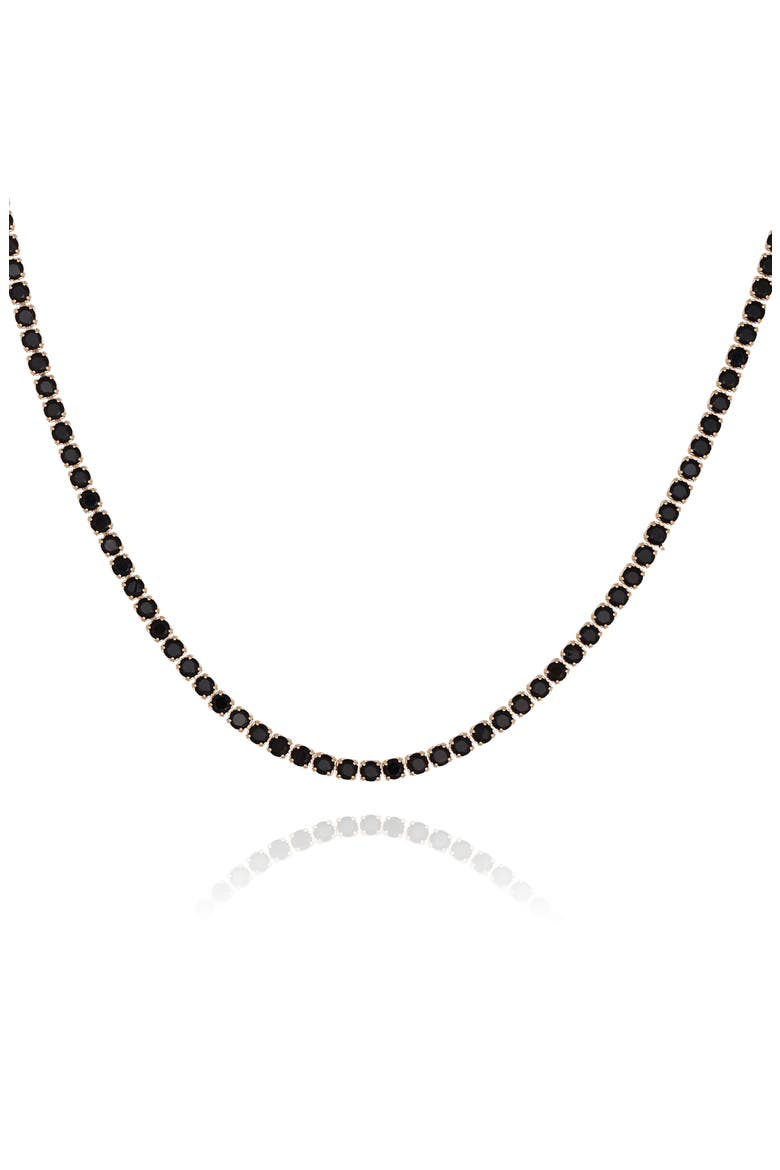 Crystal Tennis Necklace, Alternate, color, GOLD TONE/ BLACK