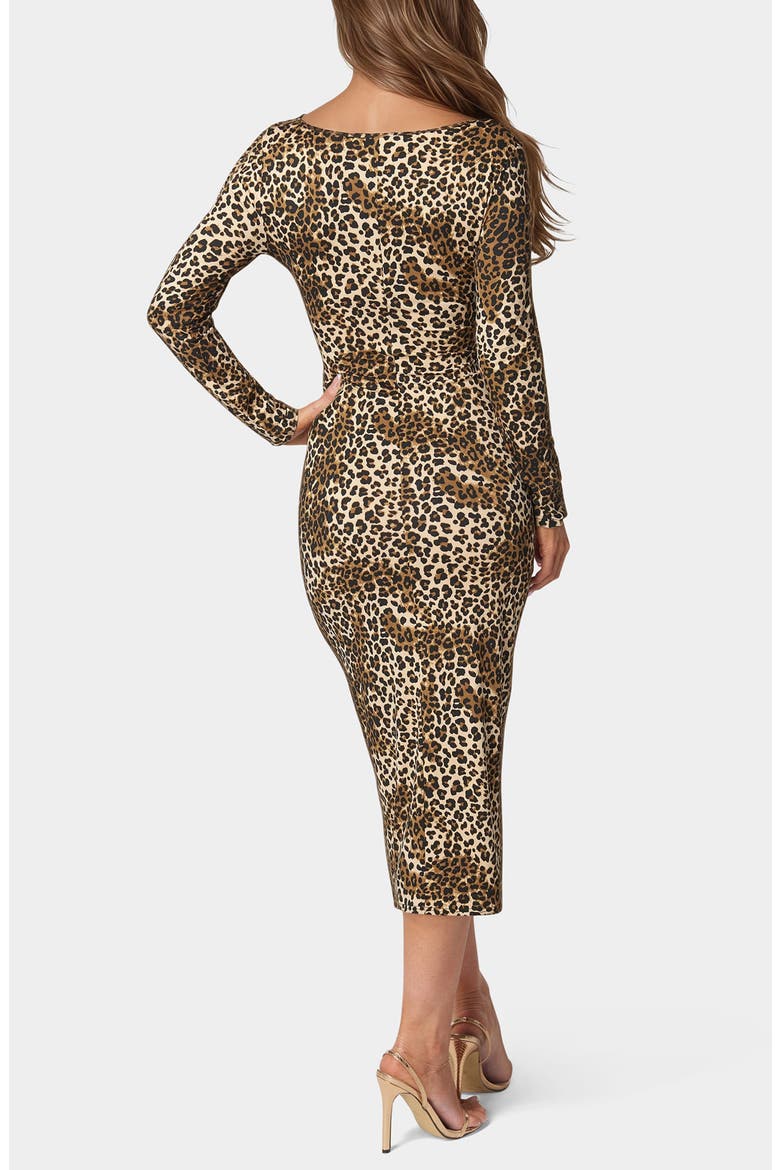 Square Neck Long Sleeve Animal Print Dress, Alternate, color, CHEETAH