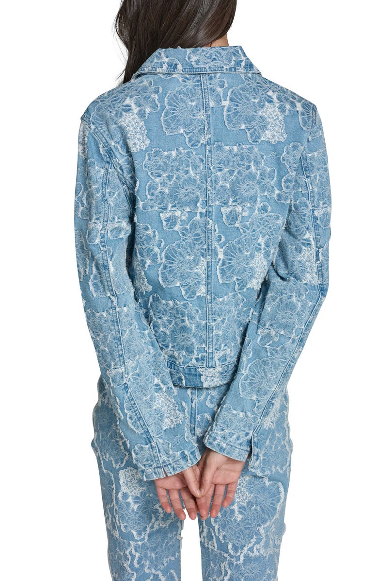 KARL LAGERFELD PARIS Floral Jacquard Denim Jacket, Alternate, color, Sky Blue