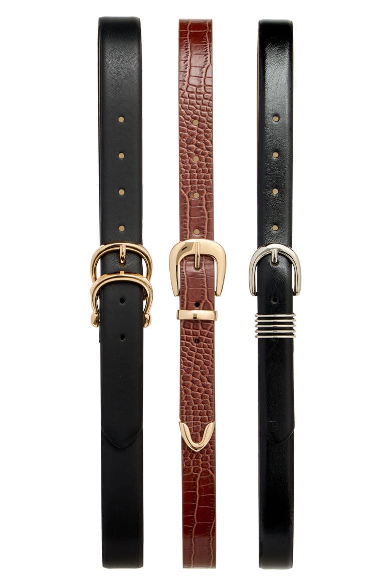 3-for-1 Assorted Belts, Main, color, CHOCOLATE MULTI