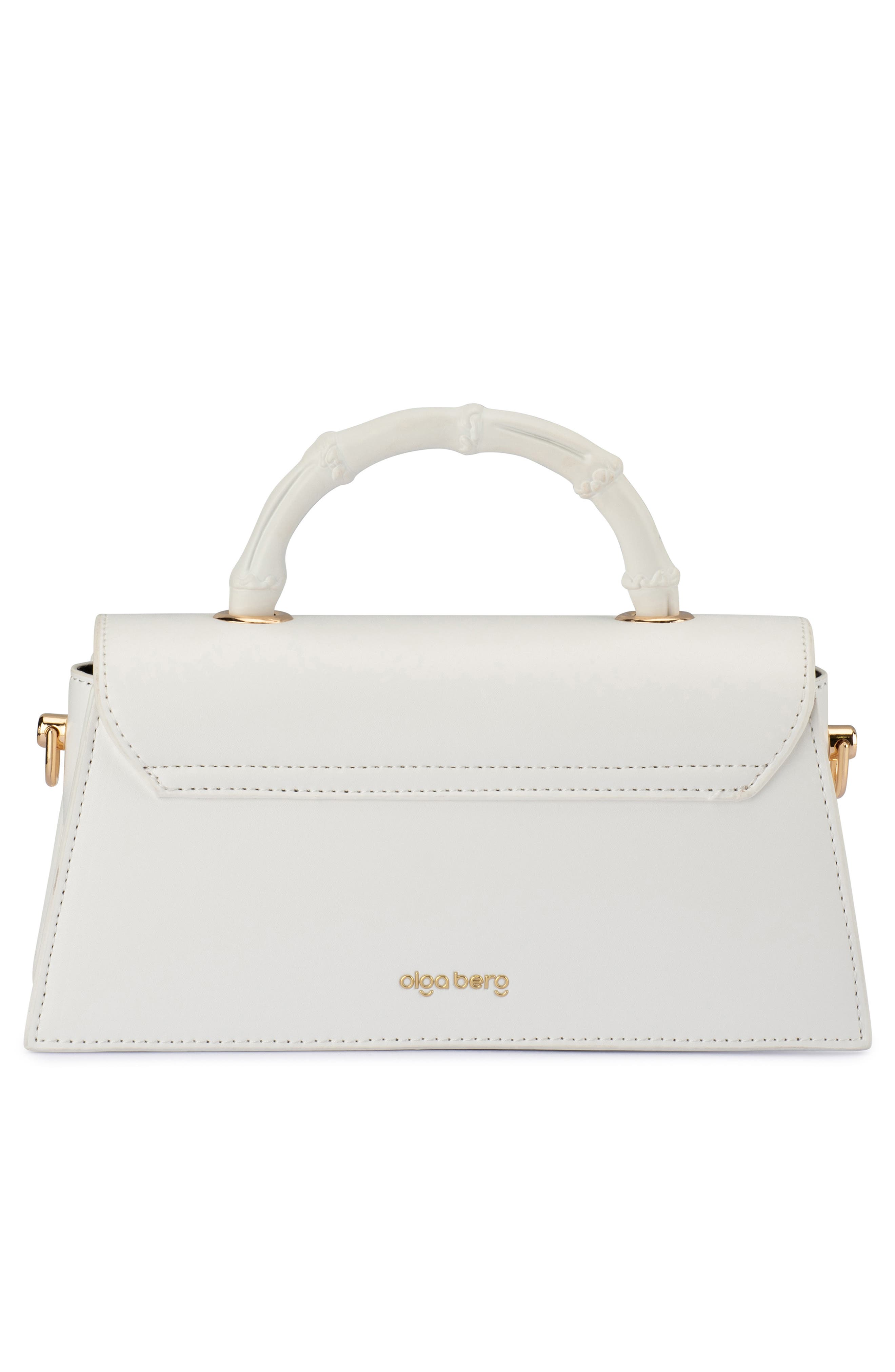 Olga Berg Phoebe Faux Leather Top Handle Bag, Alternate, color, White
