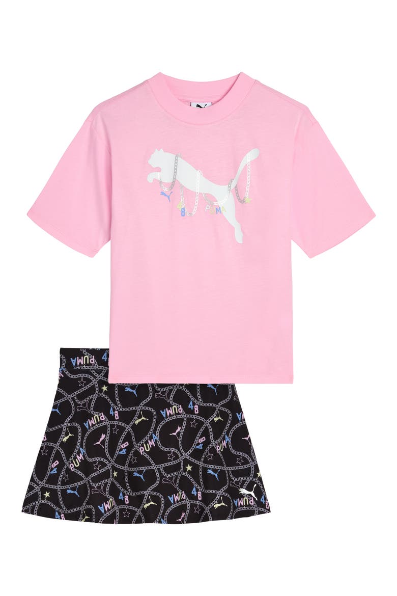 Kids' T-Shirt & Skort, Main, color, PINK/ PINK